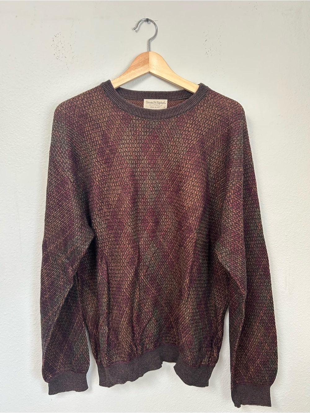 Tricots St. Raphael Vintage Multicolor Burgundy Crewneck Sweater